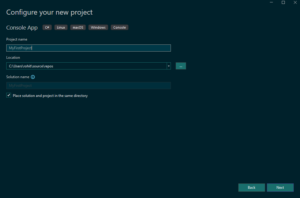 Image showing what how to name the project